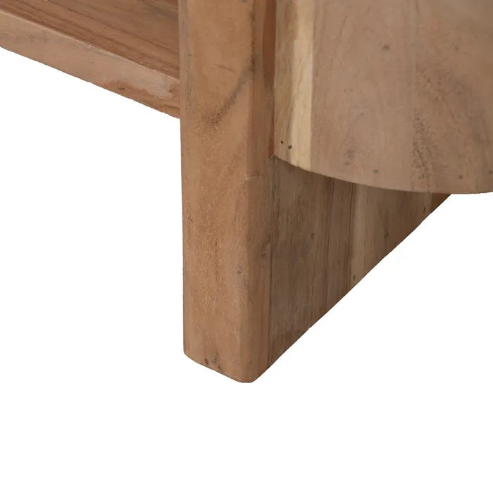 BERRE - Mesa de centro natural madera de acacia 120 x 50 x 40 cm