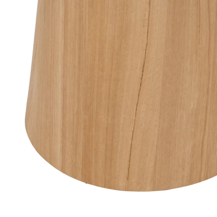 CAVIA - Mesa de comedor redonda blanca y natural 120 cm – estilo contemporáneo