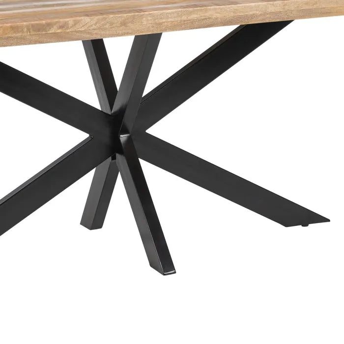 NAJAC - Mesa de comedor natural negro madera hierro 160 x 90 x 79 cm