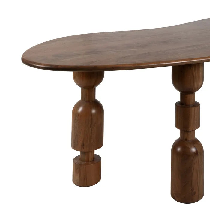 MURCA - Mesa de comedor marrón de madera de acacia 240 x 97 x 76 cm