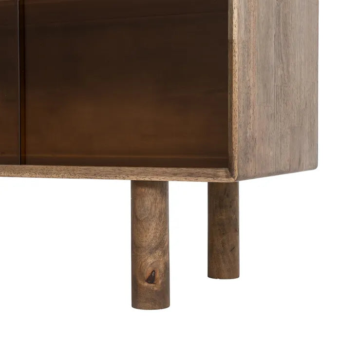 ZENIA - Aparador marrón madera cristal 160 cm