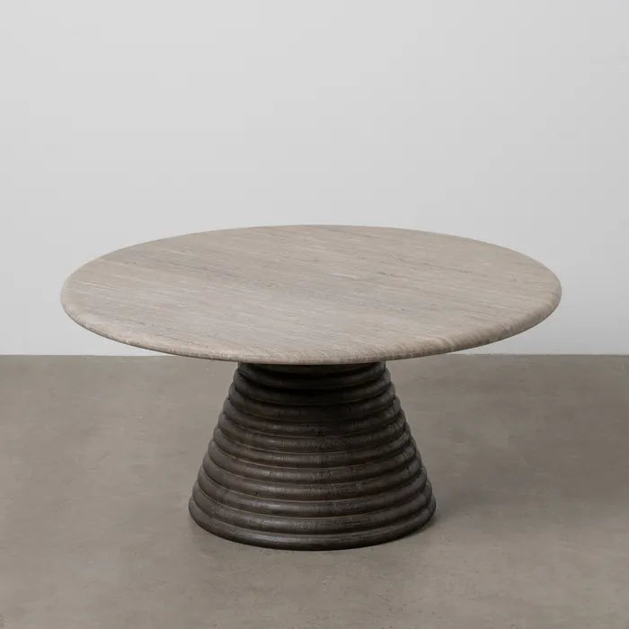 REGUA - Mesa de centro de mármol/madera salón 90 x 90 x 43 cm