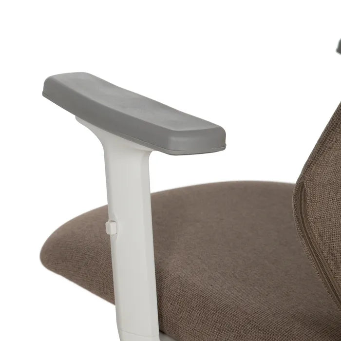 ÓBIDOS - Silla de oficina con ruedas de tela y metal color topo 63 × 59 × 94,5 cm