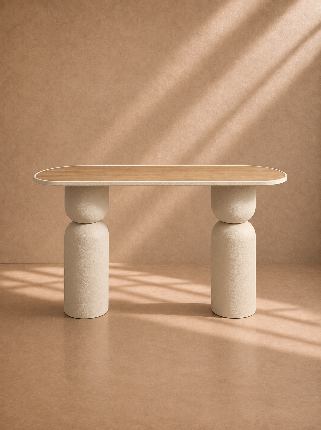 VALER - Consola de madera y metal beige 120 cm – Diseño contemporáneo