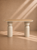 VALER - Consola de madera y metal beige 120 cm – Diseño contemporáneo