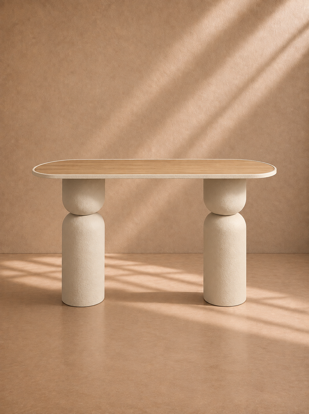 VALER - Consola de madera y metal beige 120 cm – Diseño contemporáneo