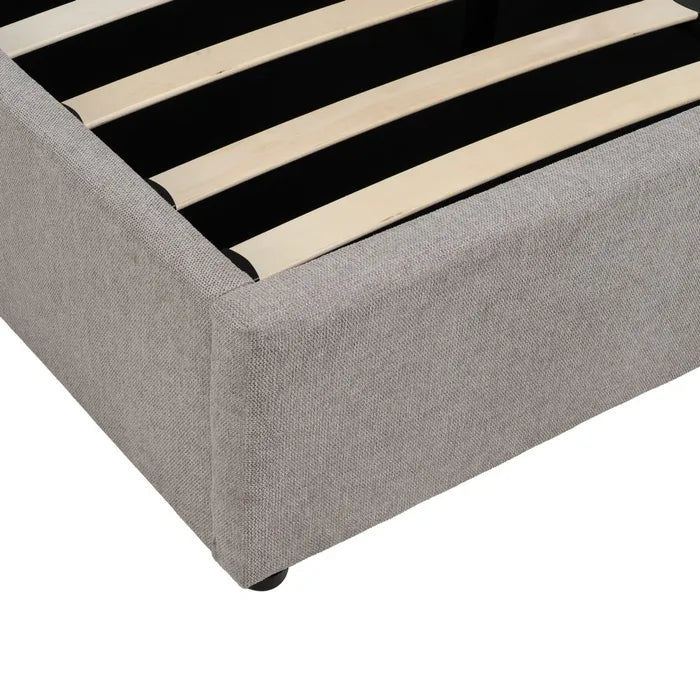 ALDEHUELA - Cama tapizada gris para colchón de 150 cm