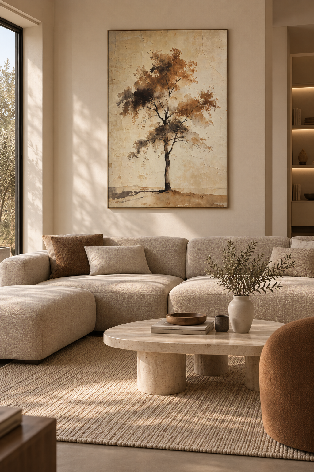 SERRA - Tableau arbre solitaire avec cadre en bois 100 × 150 cm