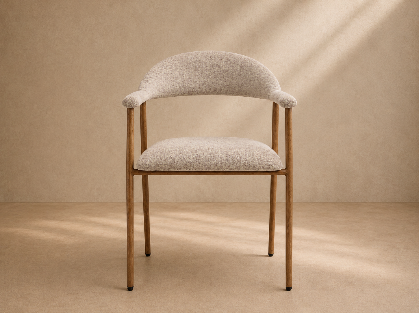 ERIAS - Chaise en tissu beige et métal imitation bois