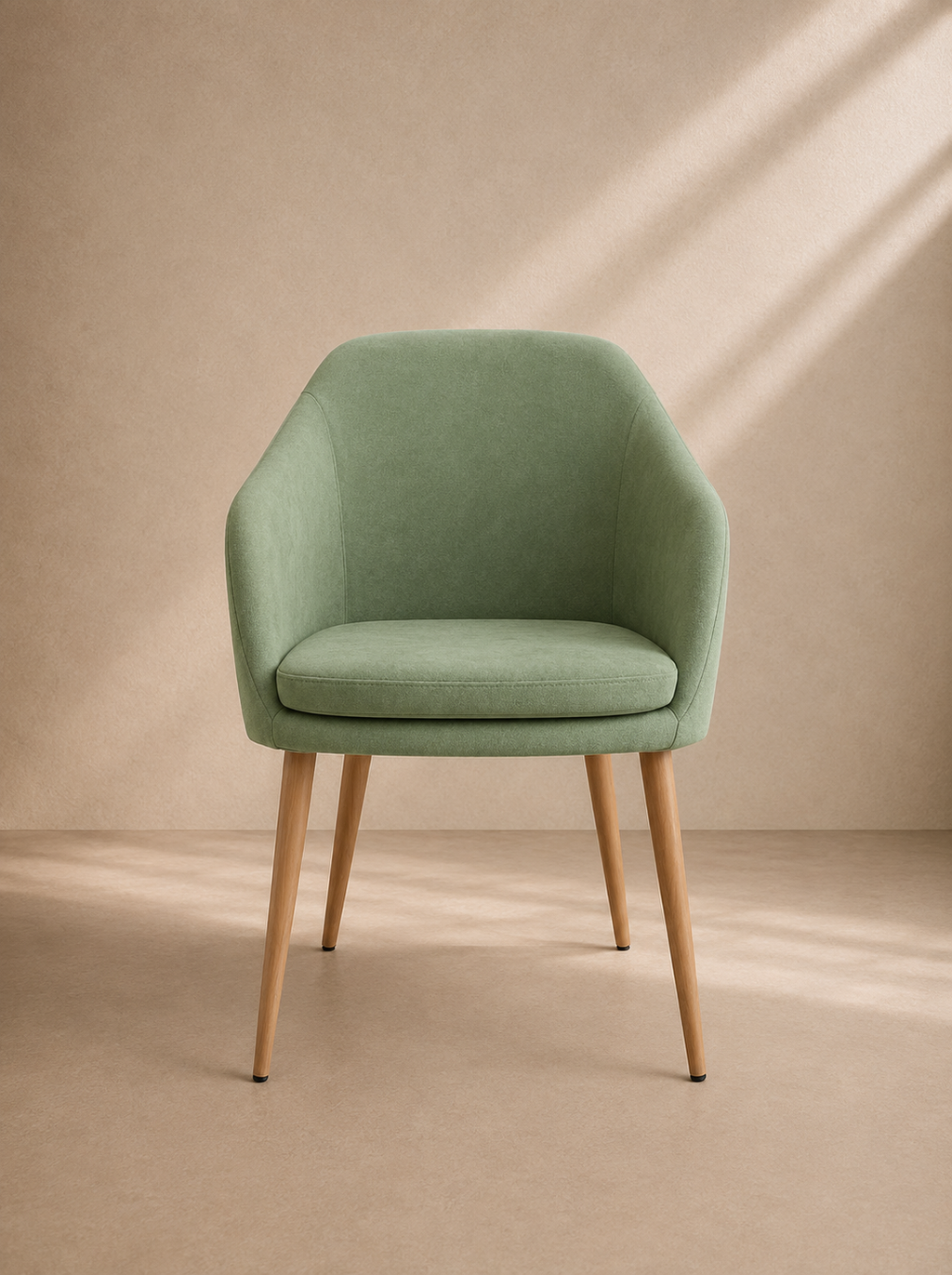 TUDELA - Fauteuil design en tissu effet lin vert clair – Élégance, confort et polyvalence