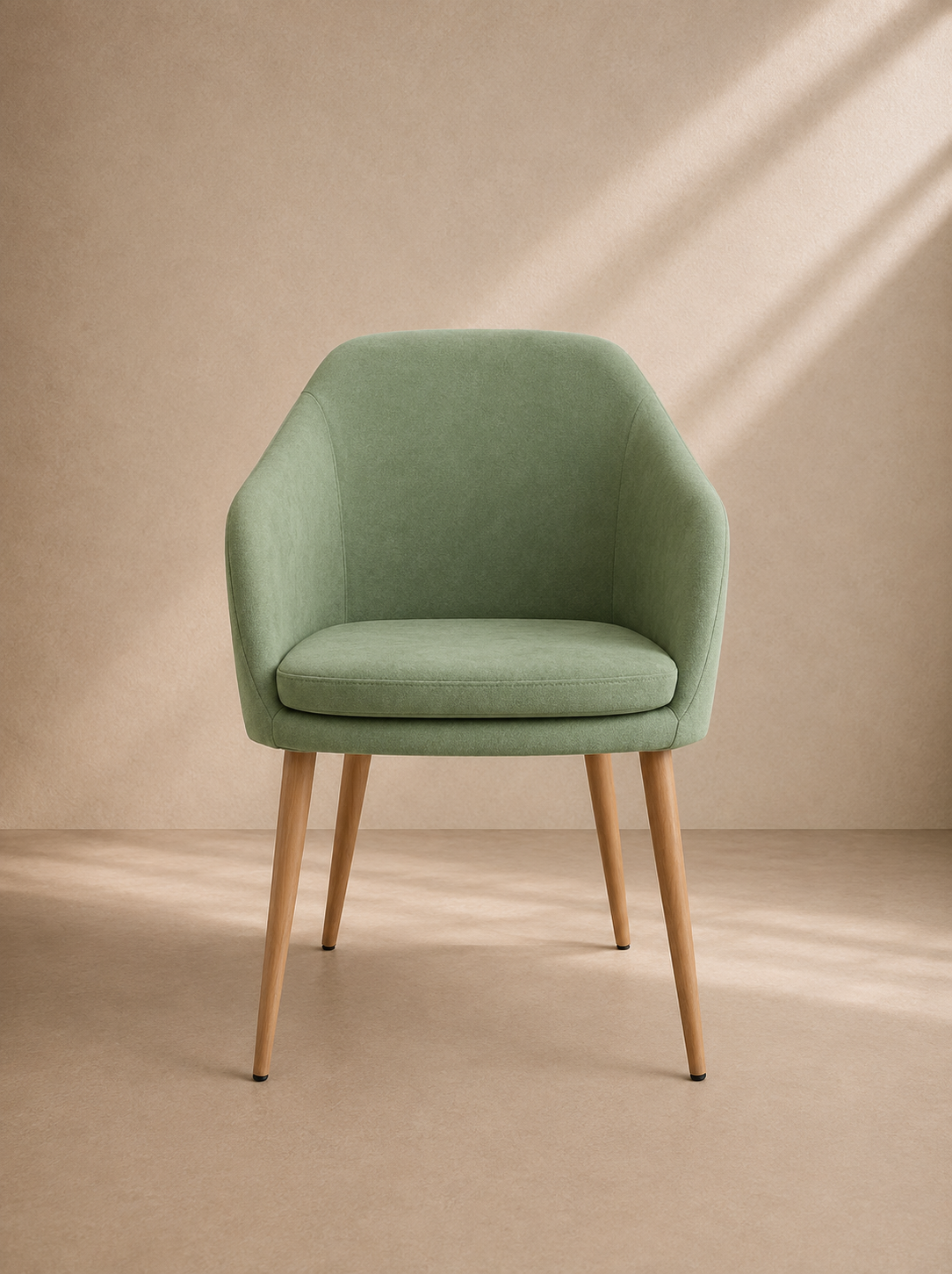 TUDELA - Fauteuil design en tissu effet lin vert clair – Élégance, confort et polyvalence