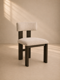 MELBA - Chaise design en polyester beige et bois de frêne