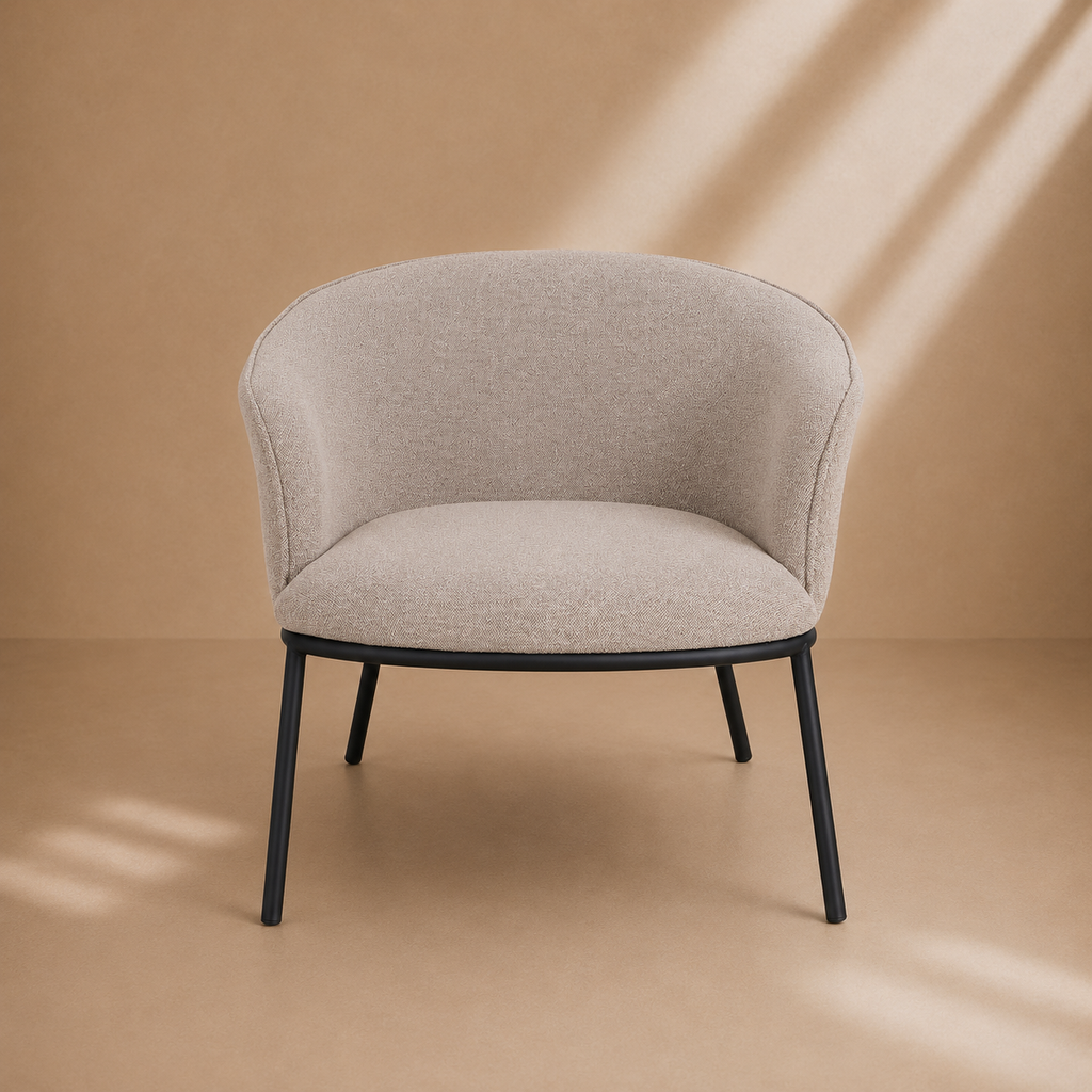 MECO - Fauteuil design contemporain en tissu beige et métal – Confort & élégance pour hôtels, bureaux, réunion, salons