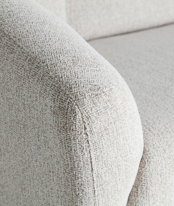 AISA - Canapé d’angle design 3 places en tissu bouclé blanc
