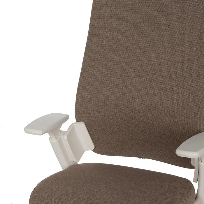 COLLIOURE - Silla de oficina con ruedas, tela color topo y metal, 67,5 × 62 × 114,5 cm