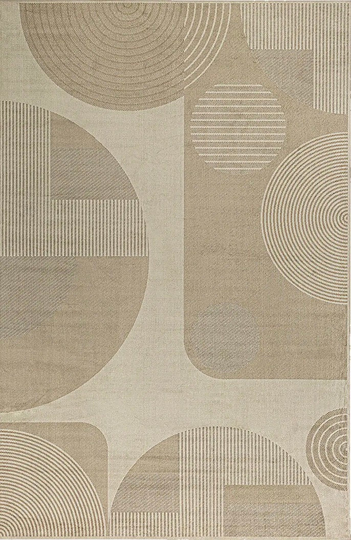 SINGRA - Tapis contemporain beige et marron en viscose 300x200 cm