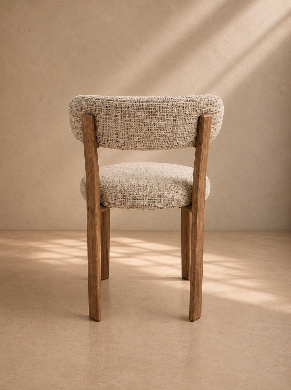 LEVI - Chaise de salle à manger en tissu beige et bois