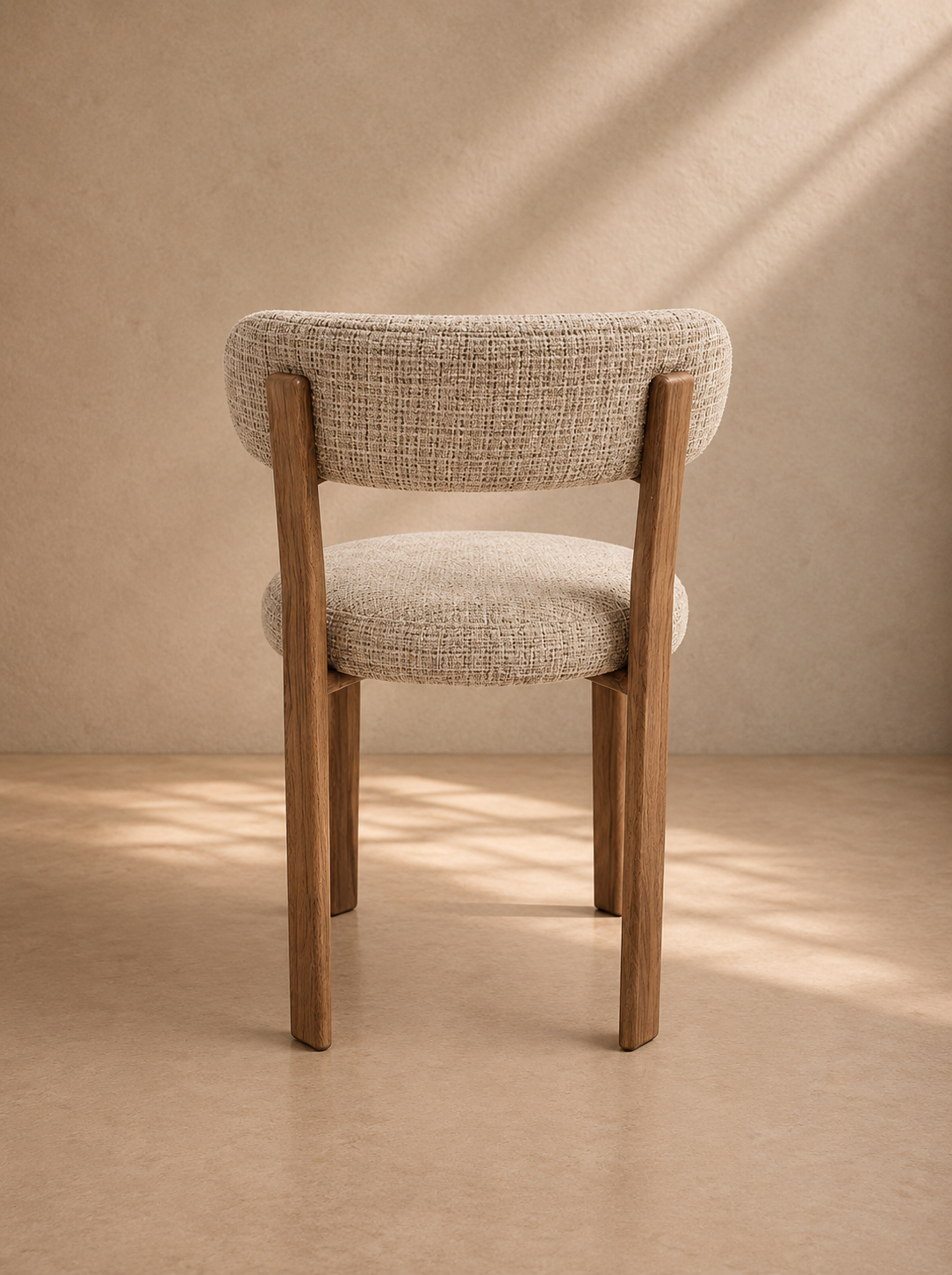LEVI - Chaise de salle à manger en tissu beige et bois