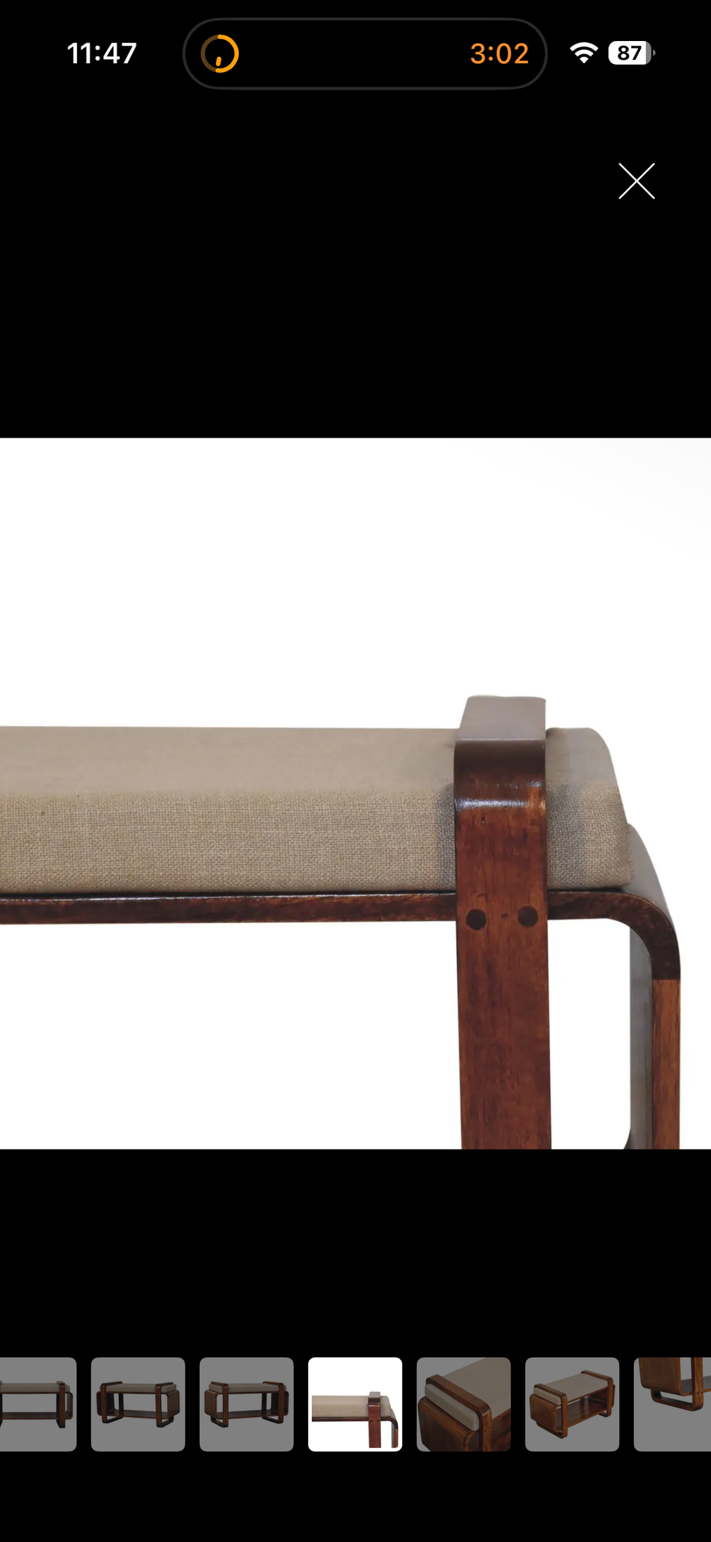 IRIS - Banc d’entrée design en bois massif avec assise en lin – Style Mid-Century