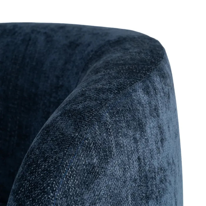 ULLASTRET - Sillón azul de tela y patas de madera de caucho