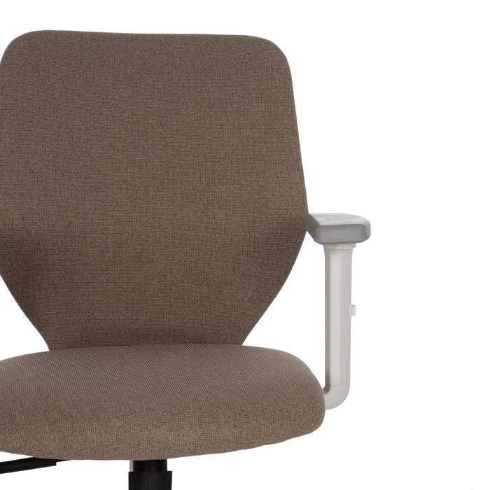 ÓBIDOS - Silla de oficina con ruedas de tela y metal color topo 63 × 59 × 94,5 cm