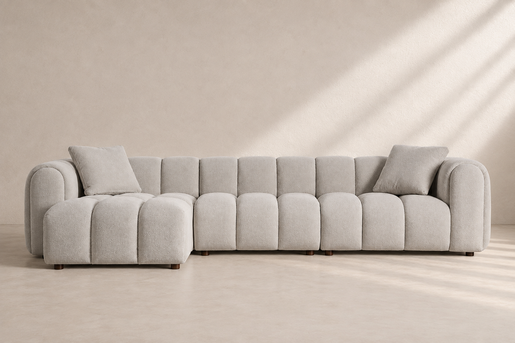 LAYOS - Module de canapé modulable en polyester gris angle droit
