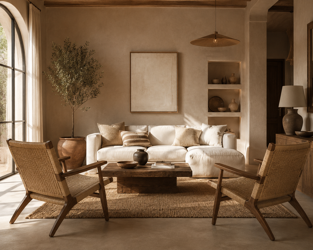 NERJA - Fauteuil en bois massif d’orme et corde marron 70 x 77 x 73 cm
