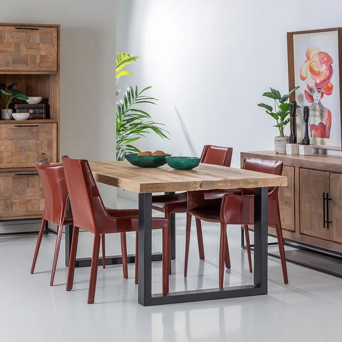 ARTA - Mesa de comedor natural negro 180 x 90 x 76 cm