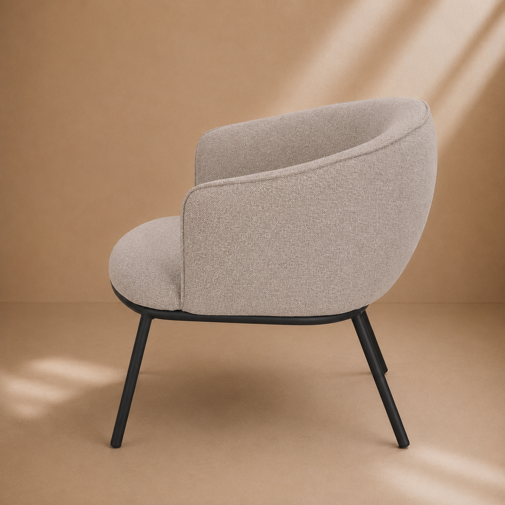 MECO - Fauteuil design contemporain en tissu beige et métal – Confort & élégance pour hôtels, bureaux, réunion, salons
