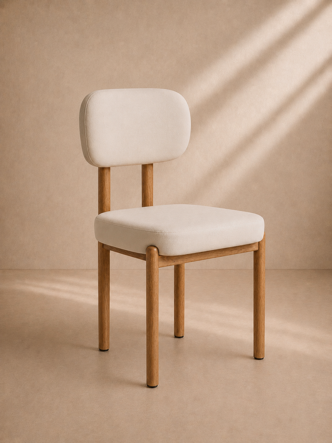 ANZA - Chaise design blanche en similicuir et structure métal effet bois
