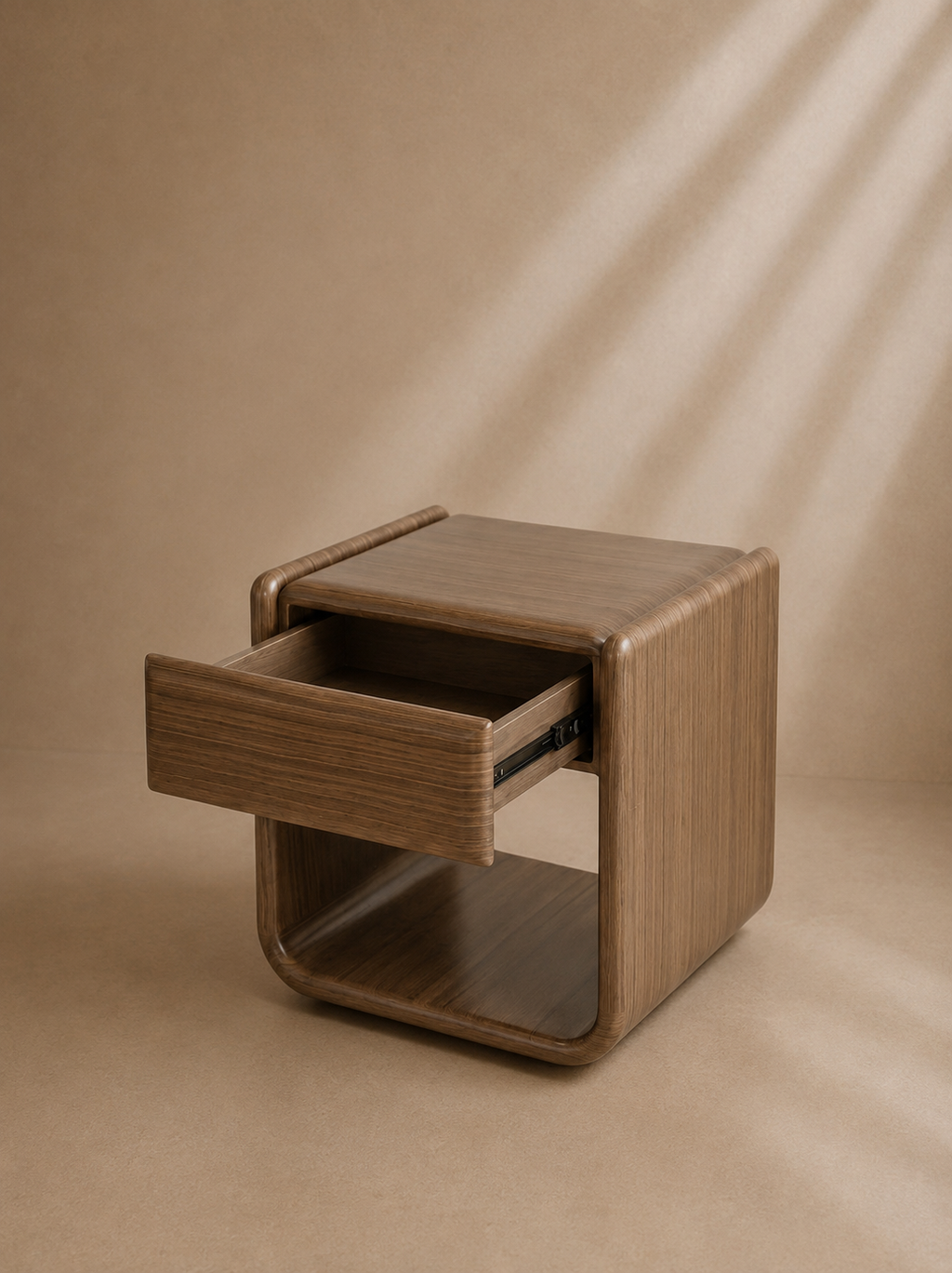 MOGAR - Table de chevet en bois plaqué de noyer 51x40x56 cm