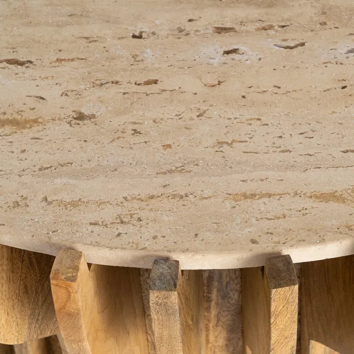 ARLETTE - Mesa de centro madera-mármol salón 78,50 x 78,50 x 47 cm