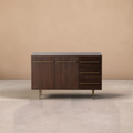 MIRAN - Aparador marrón de madera y metal 130 cm