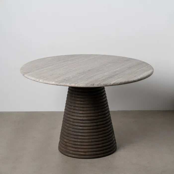ANSO - Mesa de comedor de mármol y madera para salón 115 x 115 x 76 cm