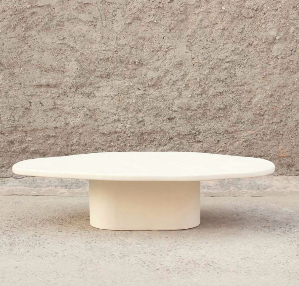 CUBELLS - Mesa de centro orgânica com efeito cimento branco creme