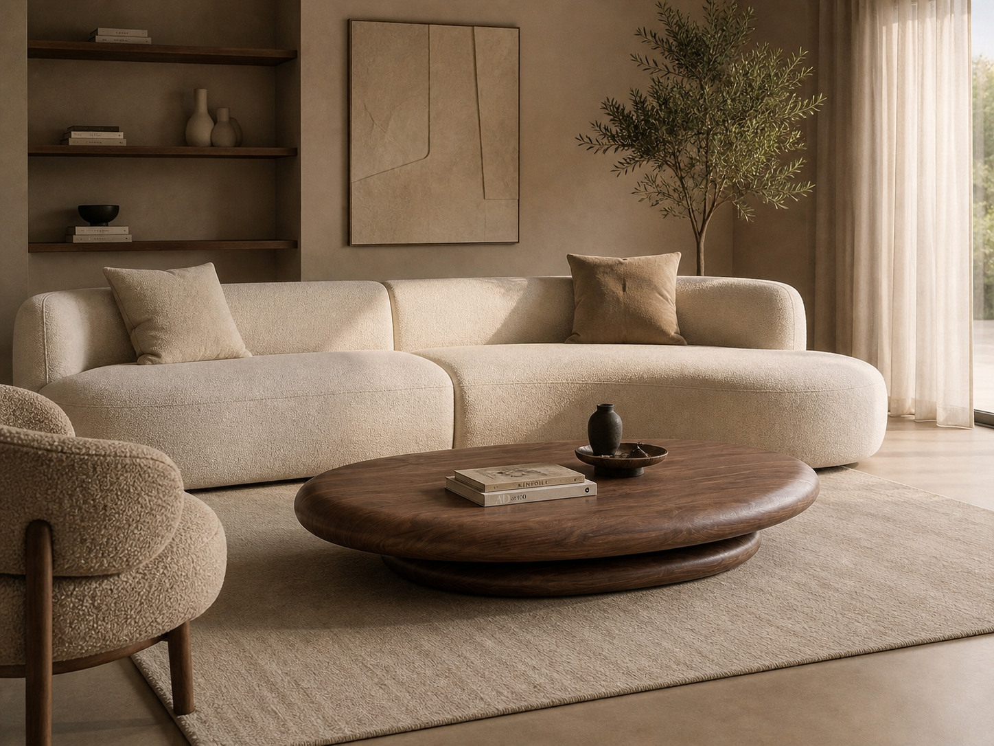RONCAL - Table basse en bois de noyer 130 cm