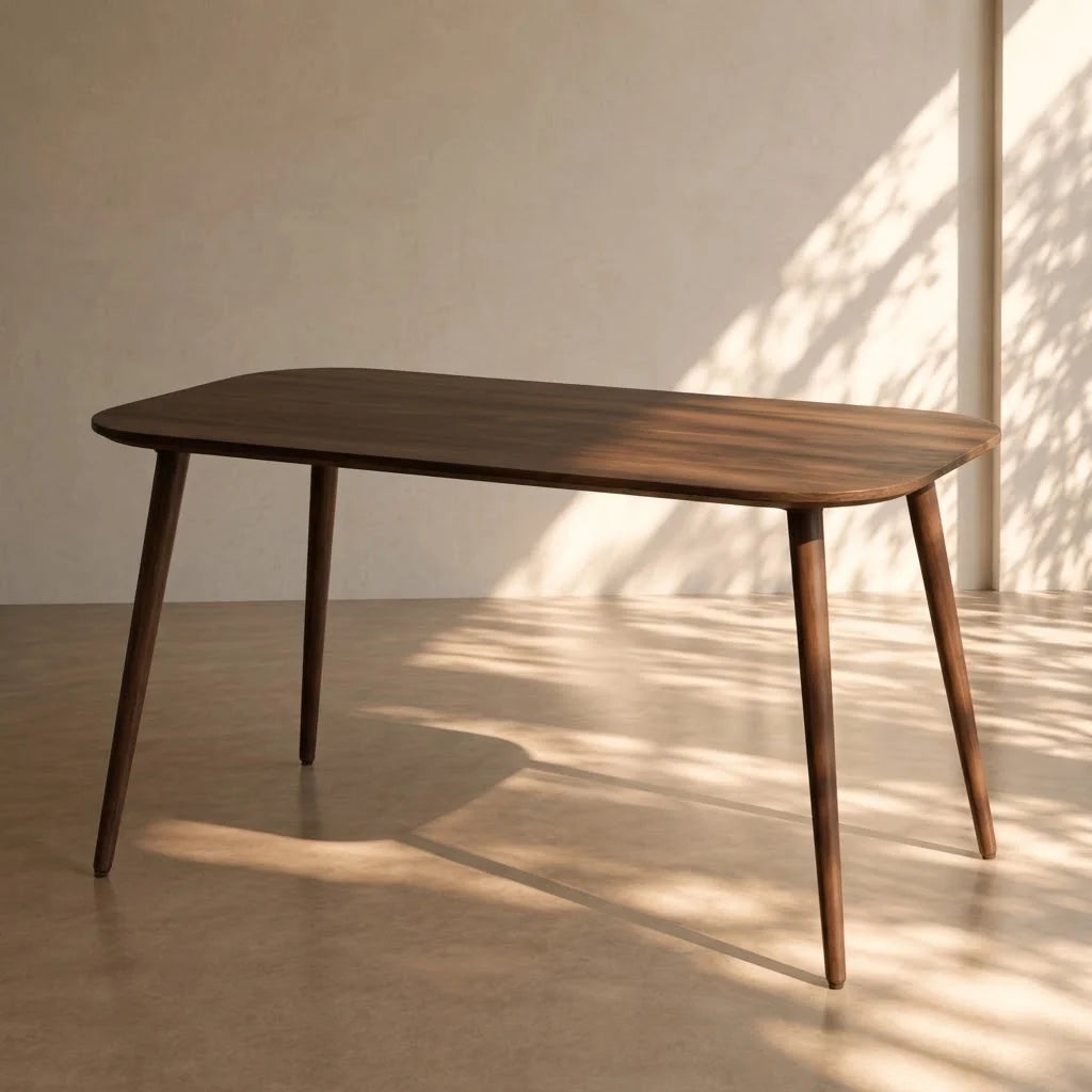 ARCAS - Mesa de comedor de madera de mango marrón oscuro 145 cm