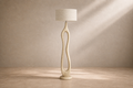 SOGO - Lampe à poser sur pied en bois naturel et abat-jour beige 166 cm