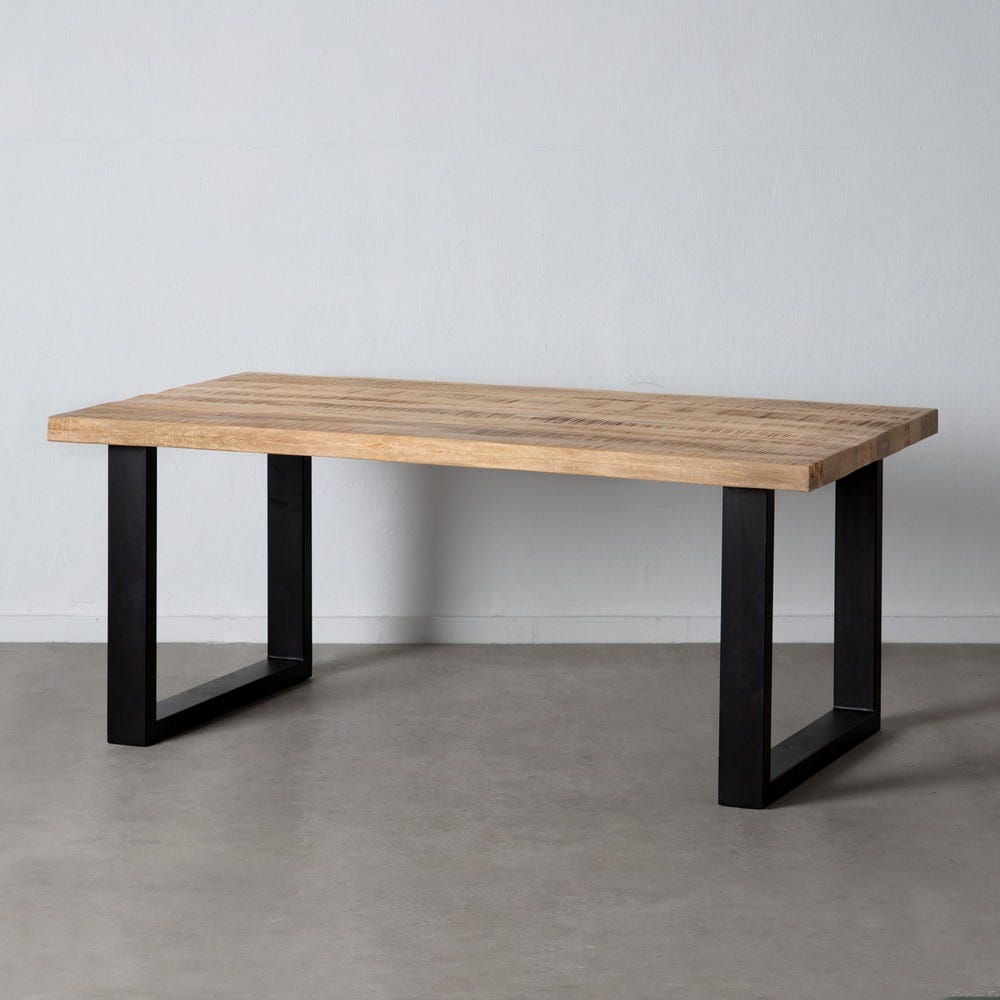 ARTA - Mesa de comedor natural negro 180 x 90 x 76 cm