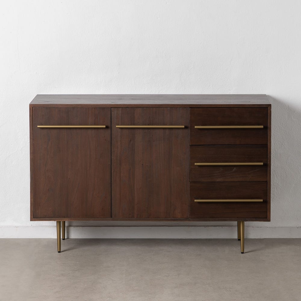 MIRAN - Aparador marrón de madera y metal 130 cm
