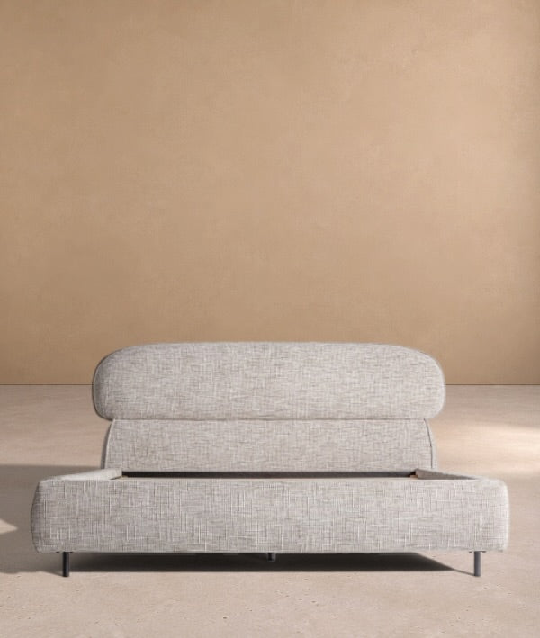 RUESTA - Cama tapizada gris texturizado 187 x 231 cm