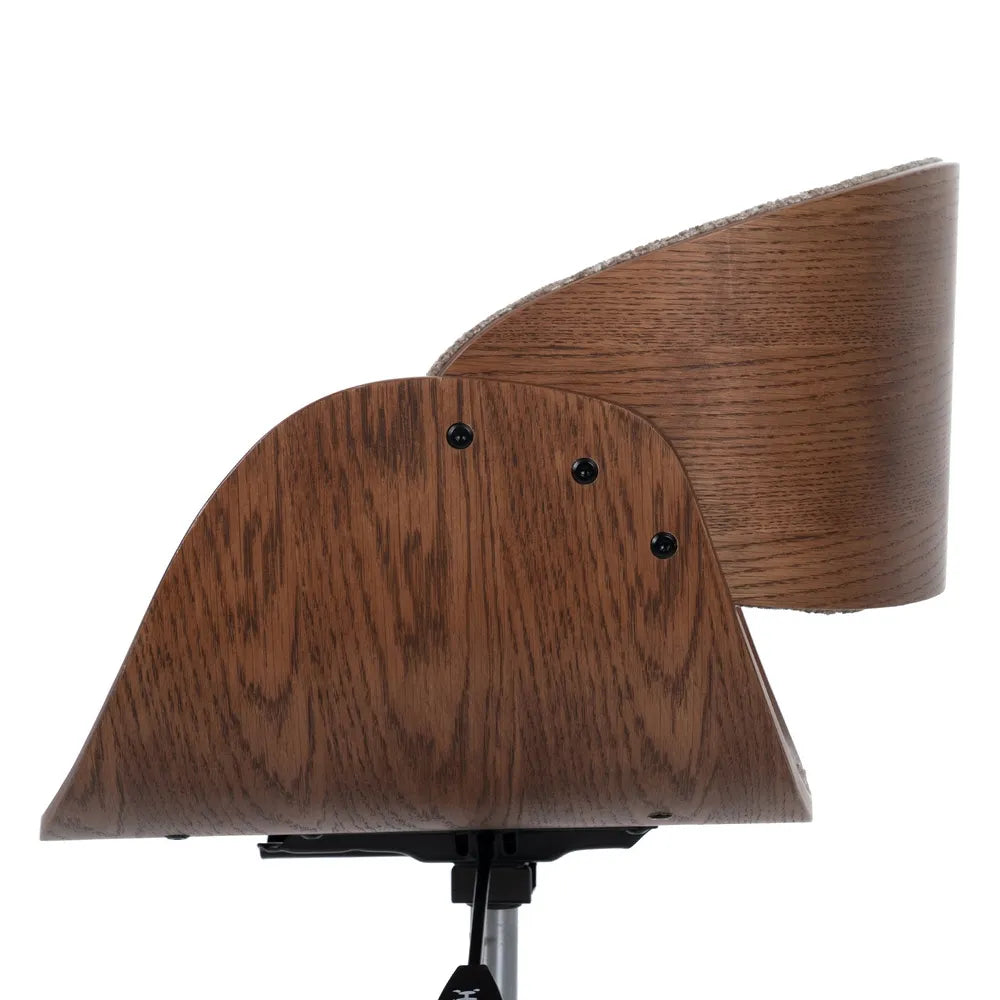 LOULÉ - Silla de oficina con ruedas beige y madera 59 × 64 × 88 cm