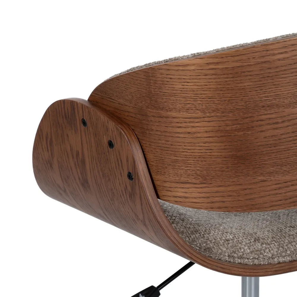 LOULÉ - Silla de oficina con ruedas beige y madera 59 × 64 × 88 cm