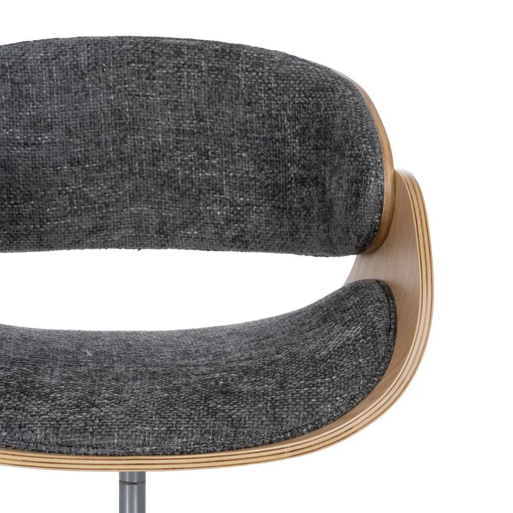 NOLI - Silla de oficina con ruedas gris y madera 59 × 64 × 88 cm
