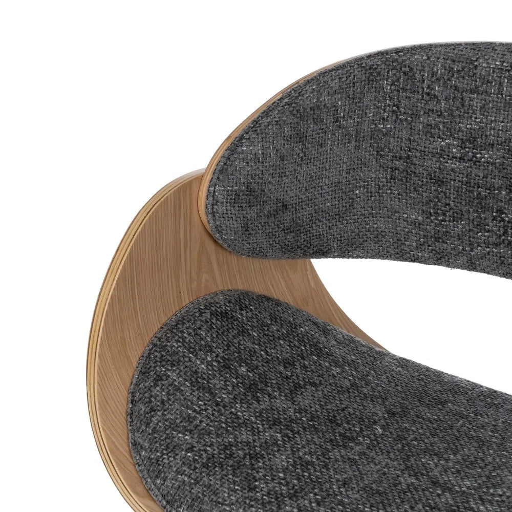 NOLI - Silla de oficina con ruedas gris y madera 59 × 64 × 88 cm