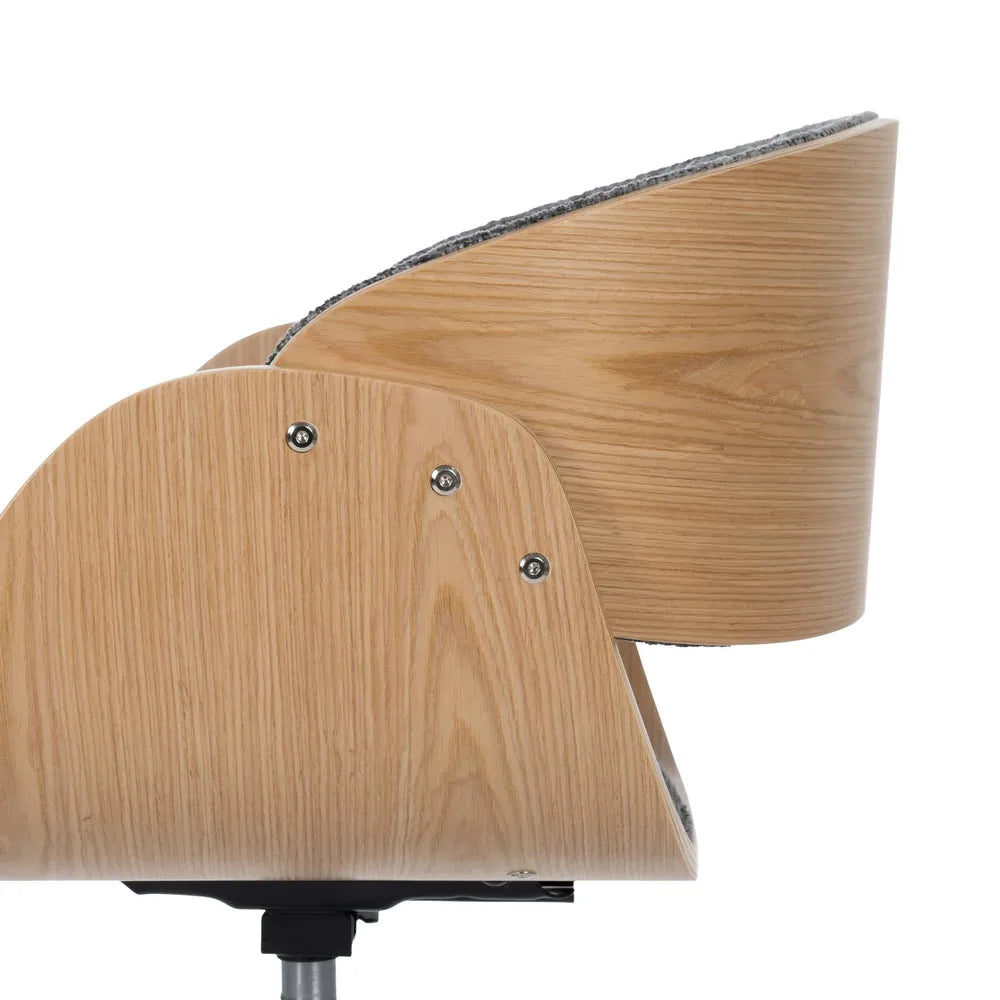 NOLI - Silla de oficina con ruedas gris y madera 59 × 64 × 88 cm