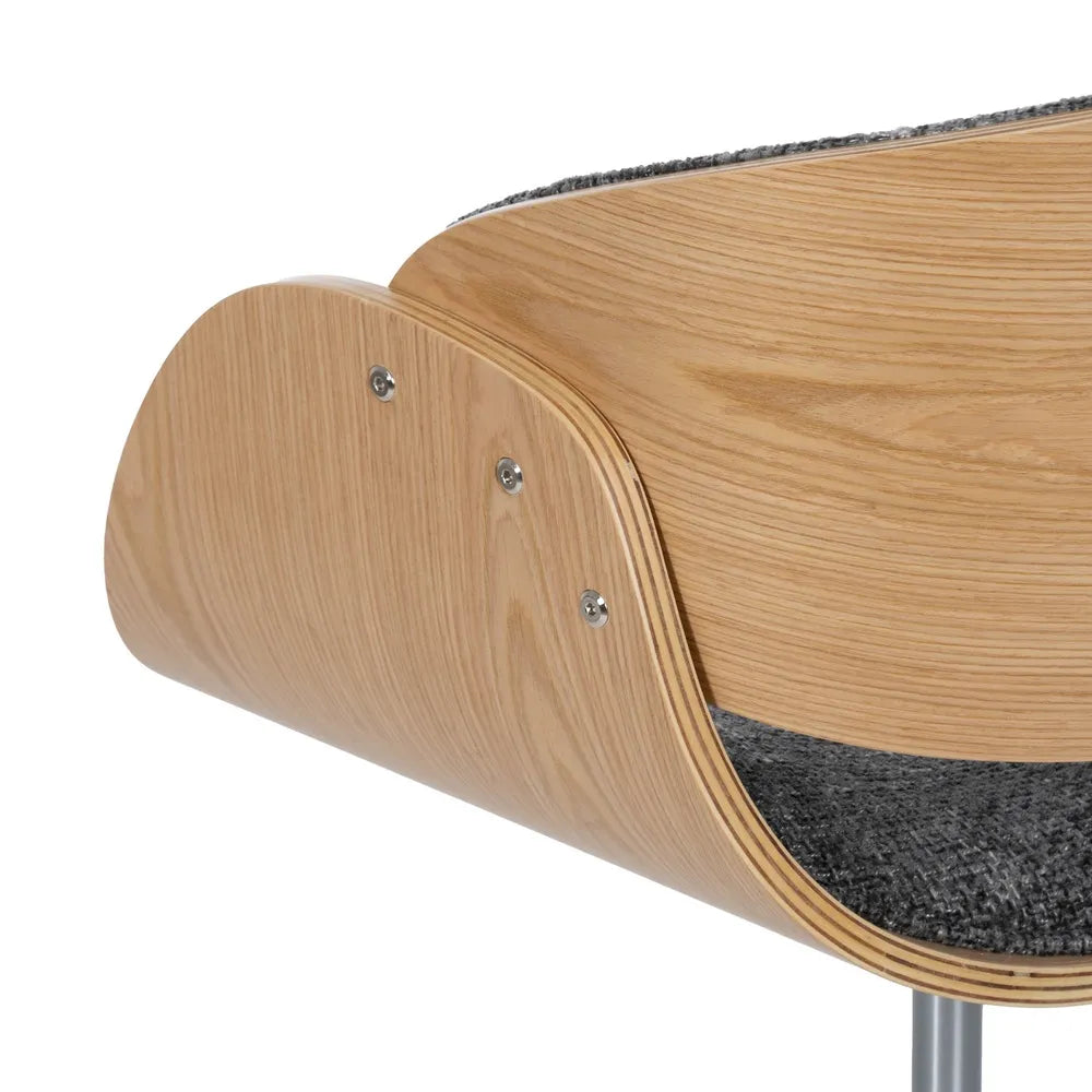 NOLI - Silla de oficina con ruedas gris y madera 59 × 64 × 88 cm