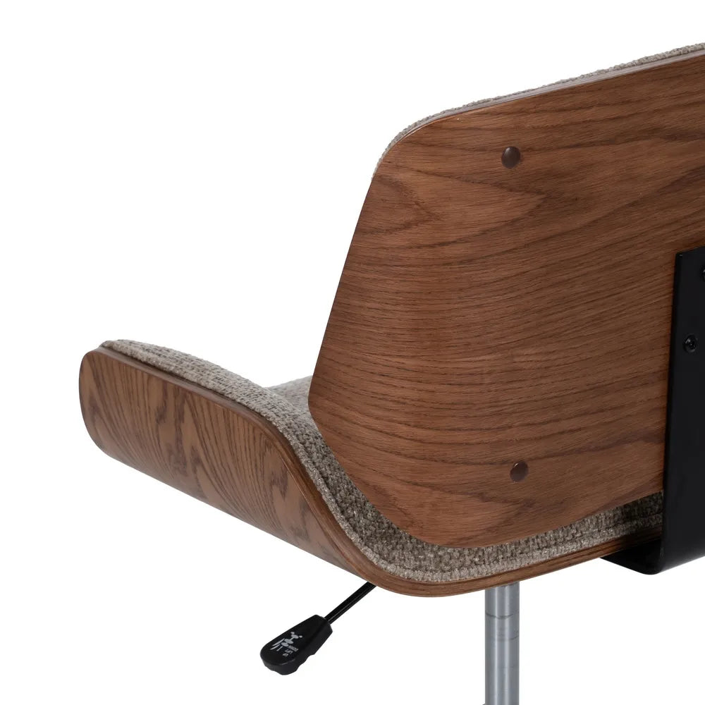 ALTEA - Silla de oficina con ruedas beige y madera 54 × 61 × 88 cm
