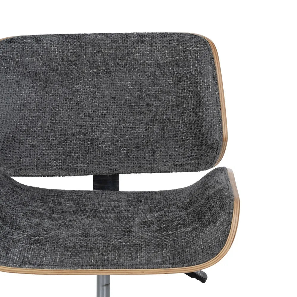 BANYULS - Silla de oficina con ruedas gris y madera 54 × 61 × 88 cm