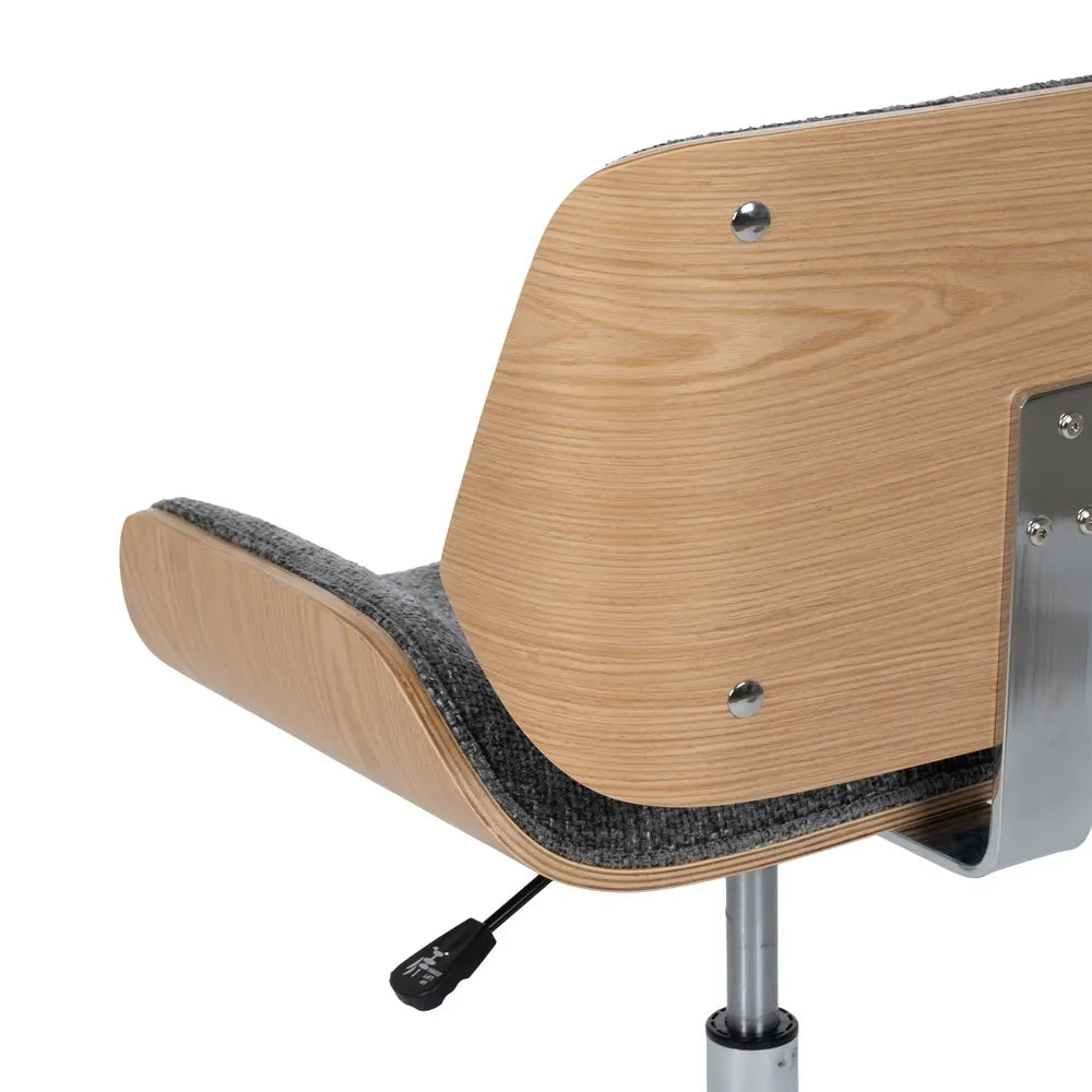BANYULS - Silla de oficina con ruedas gris y madera 54 × 61 × 88 cm